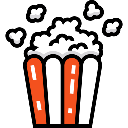 Le logo du site, un pot de popcorn